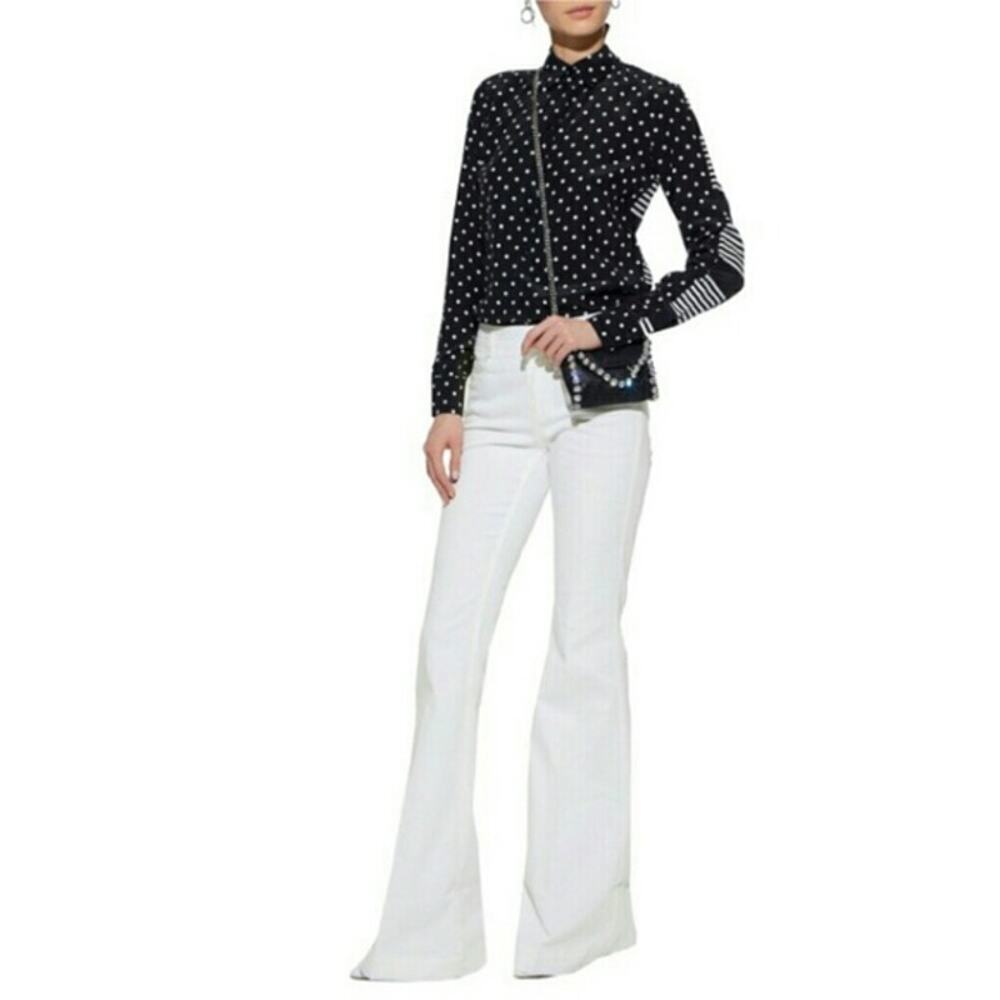 STELLA MCCARTNERY Off White Flared Jeans Size 28 Bell Bottoms Hippie Boho Chic